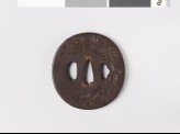 Tsuba with chrysanthemum, butterflies, and dewdrops