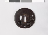 Lenticular tsuba with chrysanthemum flowers