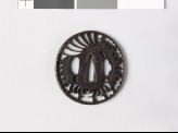 Tsuba with chrysanthemum flowers and leaves