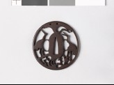 Tsuba with three cranes representing the mythical Mount Hōrai