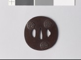 Tsuba with kwan-wa ni mitsu-aoi mon, comprising hollyhock leaves inside drawer handles