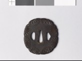 Lobed tsuba with chrysanthemum flowers