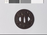 Tsuba with cherry blossoms falling towards a stream (EAX.10731)