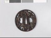 Tsuba with grape vine and dewdrops