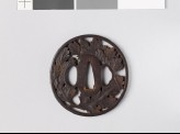 Tsuba with three chrysanthemum leaves