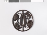 Tsuba with butterflies and aoi, or hollyhock leaves