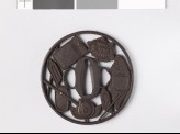 Round tsuba with writing impliments