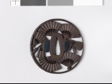 Round tsuba with seven open war fans