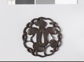 Tsuba with dewdrops on aoi, or hollyhock leaves