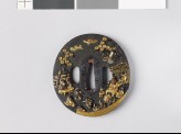 Tsuba depicting a Chinese dignitary watching warriors dance (EAX.10788)