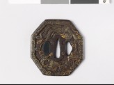 Octagonal tsuba with phoenix, kirin, and dragon (EAX.10823)