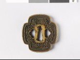 Mokkō-shaped tsuba with Precious Objects and peony stems