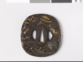 Tsuba with figures in a landscape