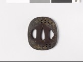 Tsuba with shippō diaper of interlaced circles and karakusa, or scrolling plant pattern