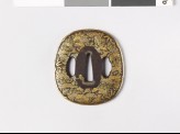 Aori-shaped tsuba with leaves and flowers (EAX.10857)