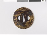 Tsuba depicting the battle of Uji river