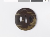 Tsuba depicting Mount Fuji and six flying geese