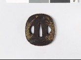 Tsuba with autumn plants and butterflies by a stream (EAX.10863)