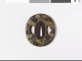 Lenticular tsuba with chrysanthemum flowers (EAX.10868)