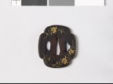 Mokkō-shaped tsuba with peonies