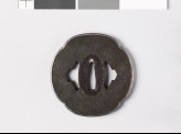 Mokkō-shaped tsuba with lozenge-fret diaper and matsukawa, or overlapping lozenges (EAX.10896)