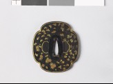 Mokkō-shaped tsuba with autumn flowers