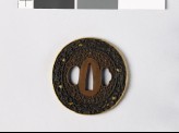 Tsuba with scrolls and fūchō, or birds or paradise