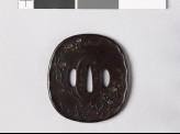 Tsuba with blossoming plum branches