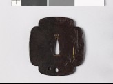 Mokkō-shaped tsuba with flowering plum branch