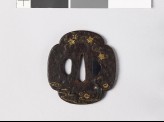 Mokkō-shaped tsuba with egrets in a stream (EAX.10923)