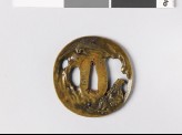 Tsuba depicting the god of luck Jurōjin, with his familiar (EAX.10933)