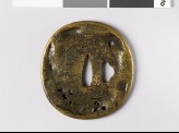 Tsuba with plants and landscape scene