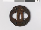 Mokkō-shaped tsuba with pine cones and needles