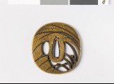 Tsuba with susuki grass, dewdrops, and stylized moon (EAX.10960)