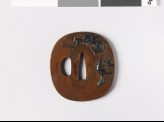 Tsuba with squirrel climbing up a grape vine (EAX.10962)