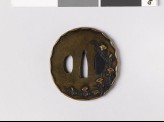 Tsuba depicting asagao, or Convolvulus, on a bamboo trellis