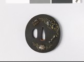 Tsuba with hand drums and music books