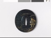 Tsuba depicting an armed warrior standing by the sea (EAX.10985)