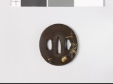 Tsuba with two cranes in a stream