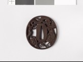 Tsuba depicting a Chinese emperor, his attacker, and a dragon