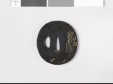 Tsuba depicting a man holding a basket (EAX.11007)