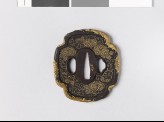 Mokkō-shaped tsuba with dragons and sacred pearl