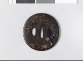 Lenticular tsuba with a hawk on a pine tree (EAX.11030)