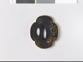 Tsuba with quails and autumn flowers