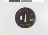 Tsuba with peonies and butterflies