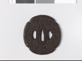 Mokkō-shaped tsuba with waves and spray drops (EAX.11047)