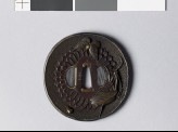 Tsuba with chrysanthemum flower and animals