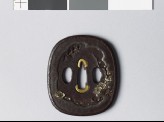 Tsuba with blossoming plum tree, narcissus, and clouds (EAX.11070)