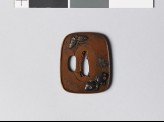 Aori-shaped tsuba with butterflies and susuki grass