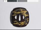 Mokkō-shaped tsuba with wild geese amid clouds (EAX.11091)